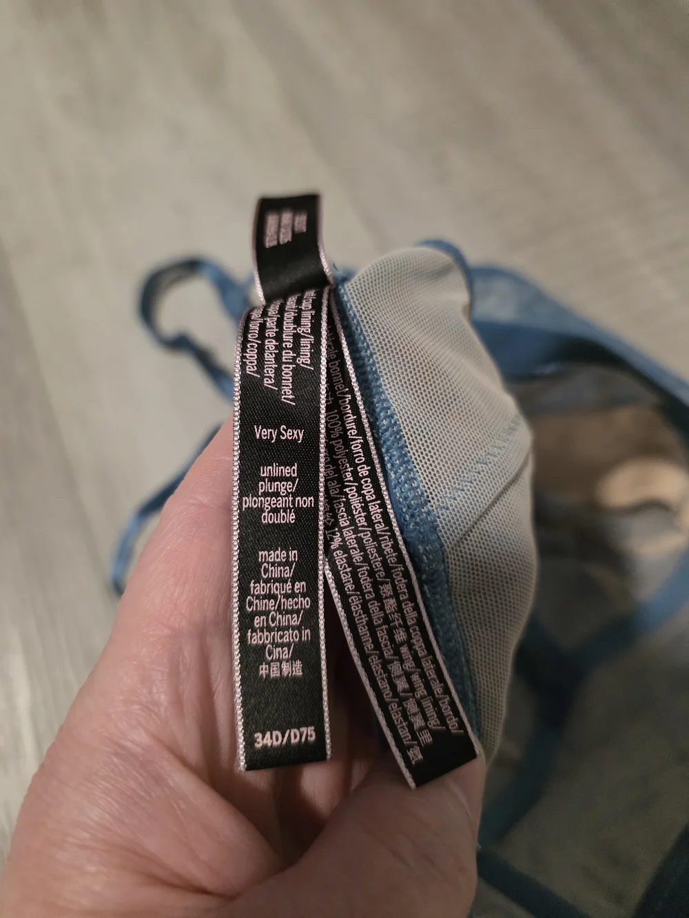 Victoria’s Secret Very Sexy Lace Longline Bra Blue 34D Unlined Plunge - Picture 5 of 8